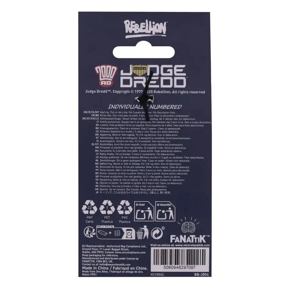 2000 AD Schlüsselanhänger Judge Dredd Badge Limited Edition - Smalltinytoystore