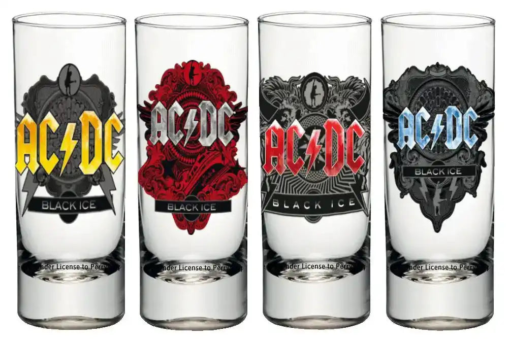 AC/DC Schnapsgläser 4er-Pack Black Ice - Beschädigte Verpackung - Smalltinytoystore