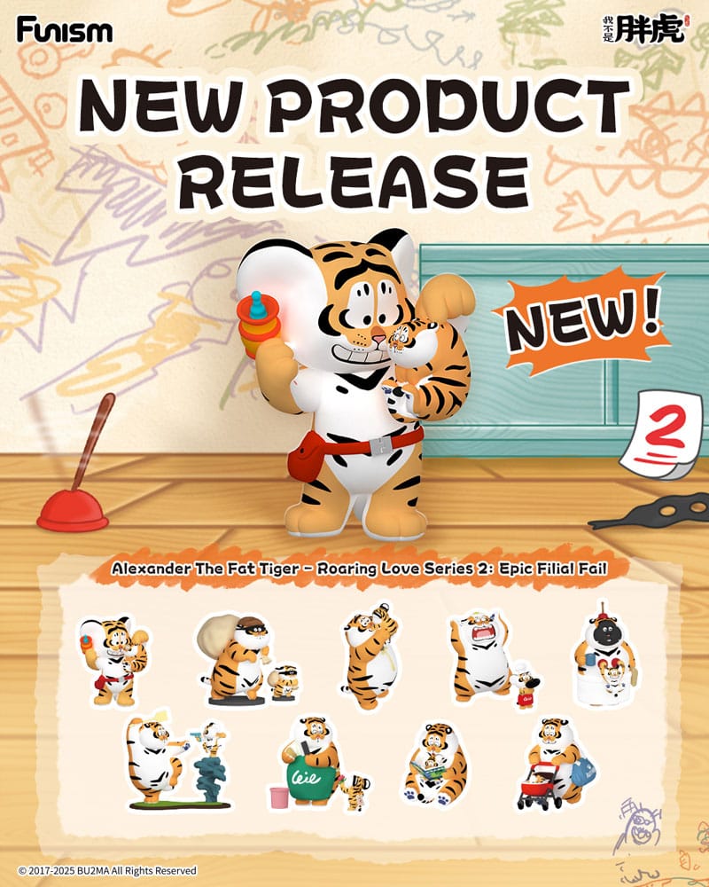 Alexander The Fat Tiger Blind Box Minifiguren Roaring Love Series 2: Epic Filial Fabil 7 cm Display (8) - Smalltinytoystore