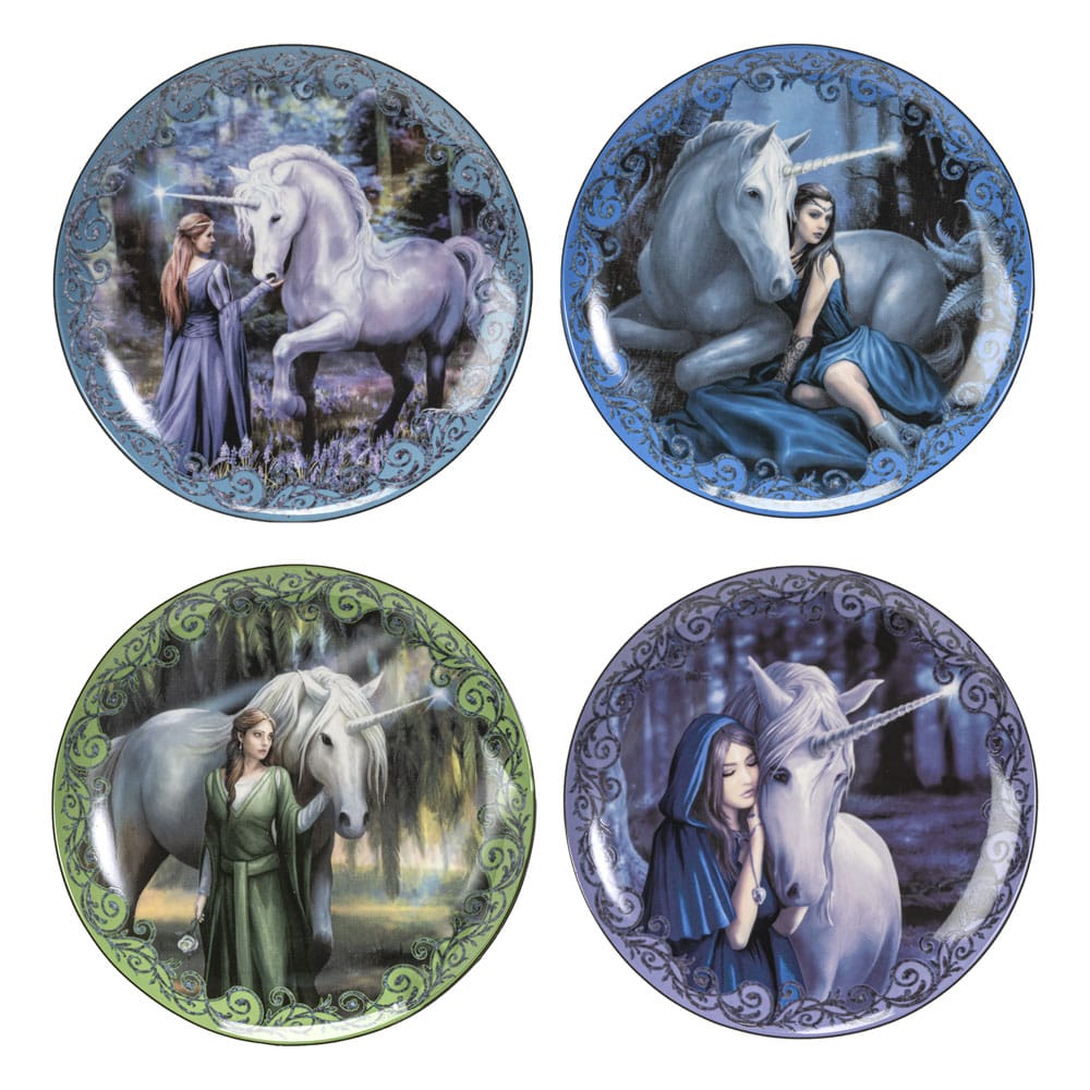 Anne Stokes Teller 4er-Pack Unicorn and Maiden - Smalltinytoystore