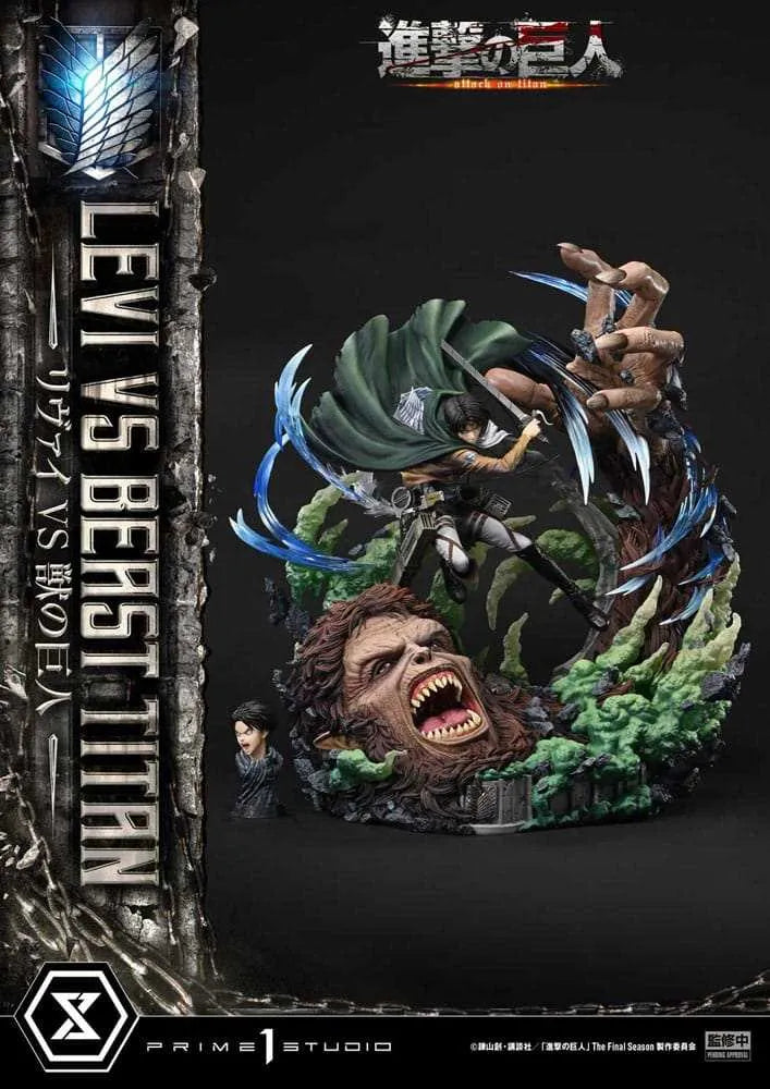 Attack on Titan Ultimate Premium Masterline Series Statue 1/4 Levi Versus Beast Titan 73 cm - Smalltinytoystore