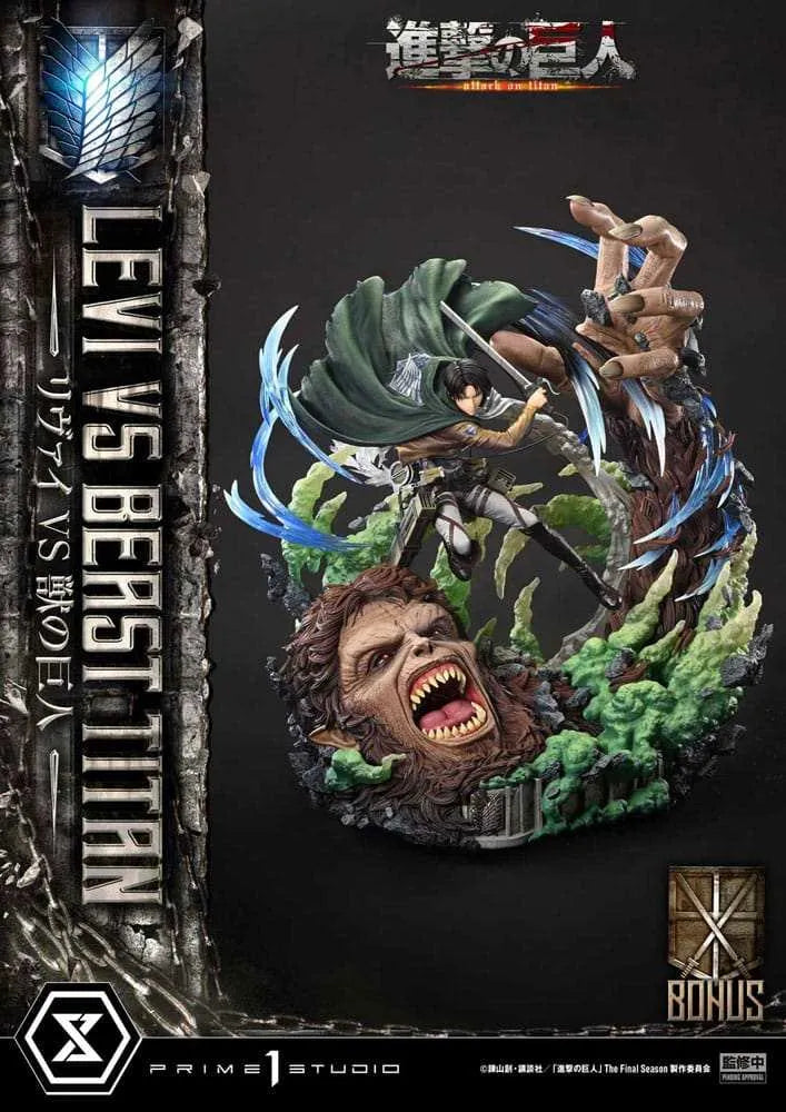 Attack on Titan Ultimate Premium Masterline Series Statue 1/4 Levi Versus Beast Titan Bonus Version 73 cm - Smalltinytoystore