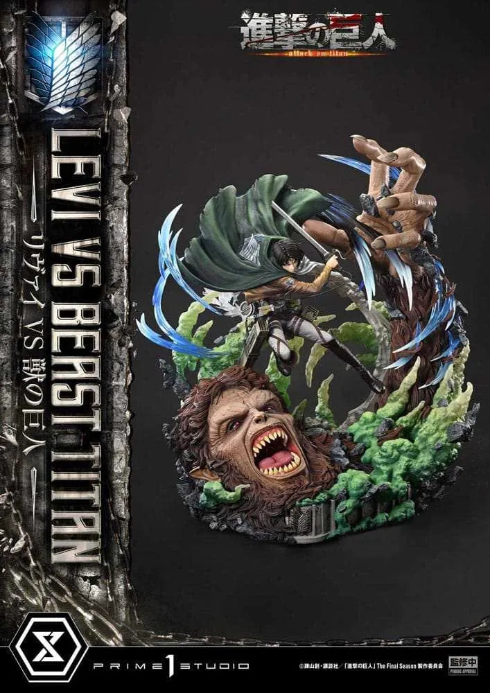 Attack on Titan Ultimate Premium Masterline Series Statue 1/4 Levi Versus Beast Titan Bonus Version 73 cm - Smalltinytoystore