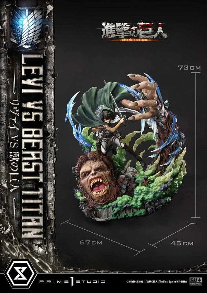 Attack on Titan Ultimate Premium Masterline Series Statue 1/4 Levi Versus Beast Titan Bonus Version 73 cm - Smalltinytoystore