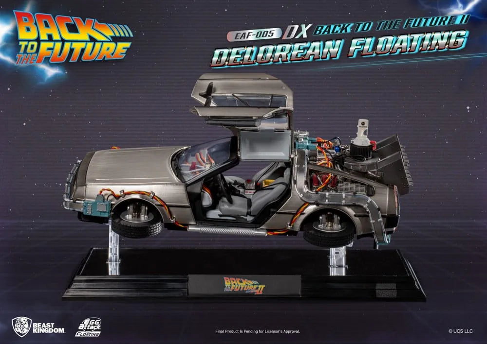 Back to the Future Egg Attack Floating Statue Back to the Future II DeLorean Deluxe Version heo EU Exclusive 20 cm - Smalltinytoystore