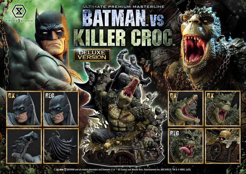 Batman Ultimate Premium Masterline Series Statue Batman Versus Killer Croc Deluxe Bonus Version 71 cm - Smalltinytoystore