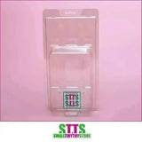 Transparente Schutzblister-Verpackung für Actionfiguren von Smalltinytoystore auf rosa Hintergrund.