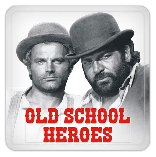 Bud Spencer & Terence Hill Bierdeckel aus Blech Old School Heroes 10 x 10 cm - Smalltinytoystore