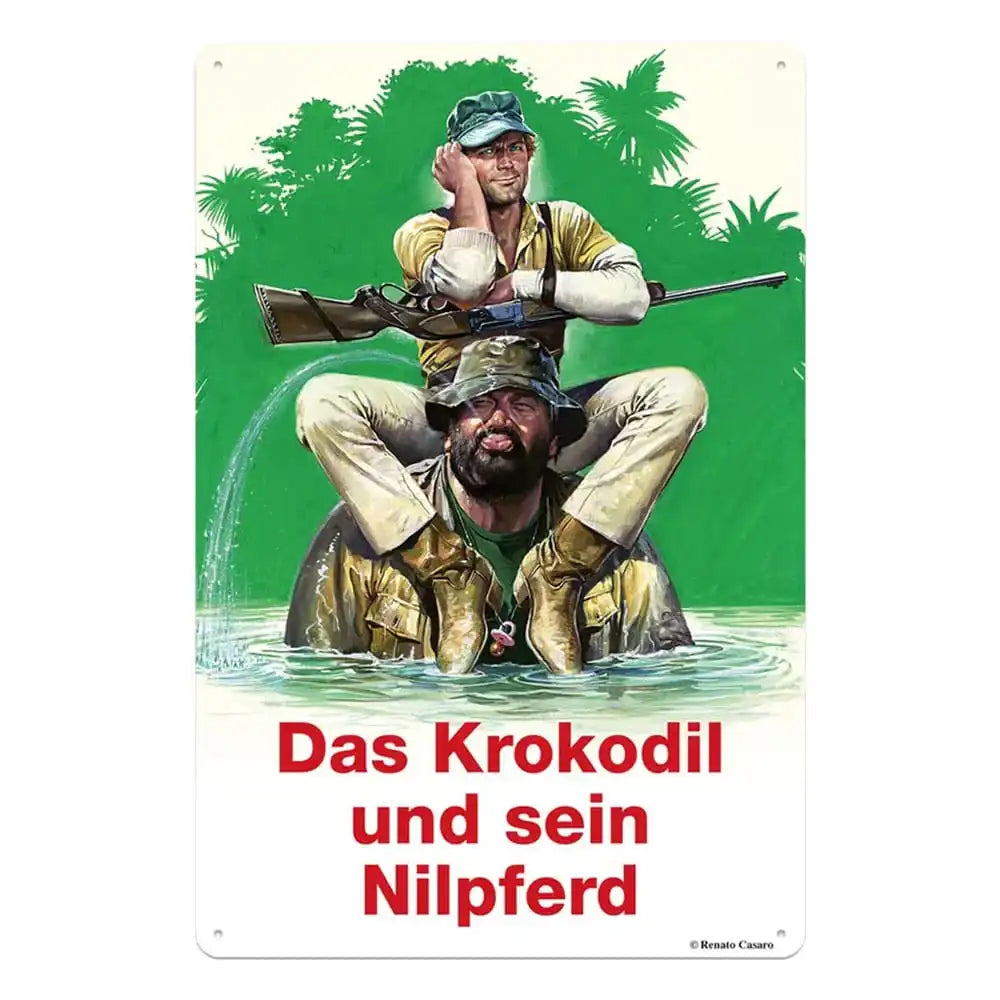 Bud Spencer & Terence Hill Blechschild Das Krokodil und sein Nilpferd 20 x 30 cm - Smalltinytoystore