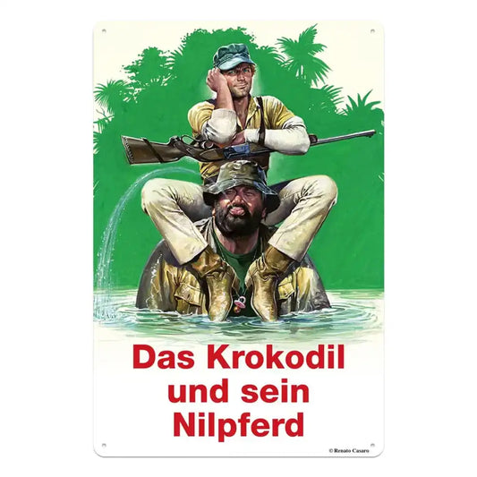 Bud Spencer & Terence Hill Blechschild Das Krokodil und sein Nilpferd 20 x 30 cm - Smalltinytoystore
