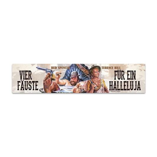 Bud Spencer & Terence Hill Blechschild mit Magnet Vier Fäuste für ein Halleluja 16 x 3,5 cm - Smalltinytoystore