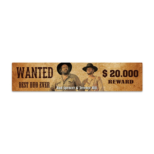 Bud Spencer & Terence Hill Blechschild mit Magnet Wanted 16 x 3,5 cm - Smalltinytoystore