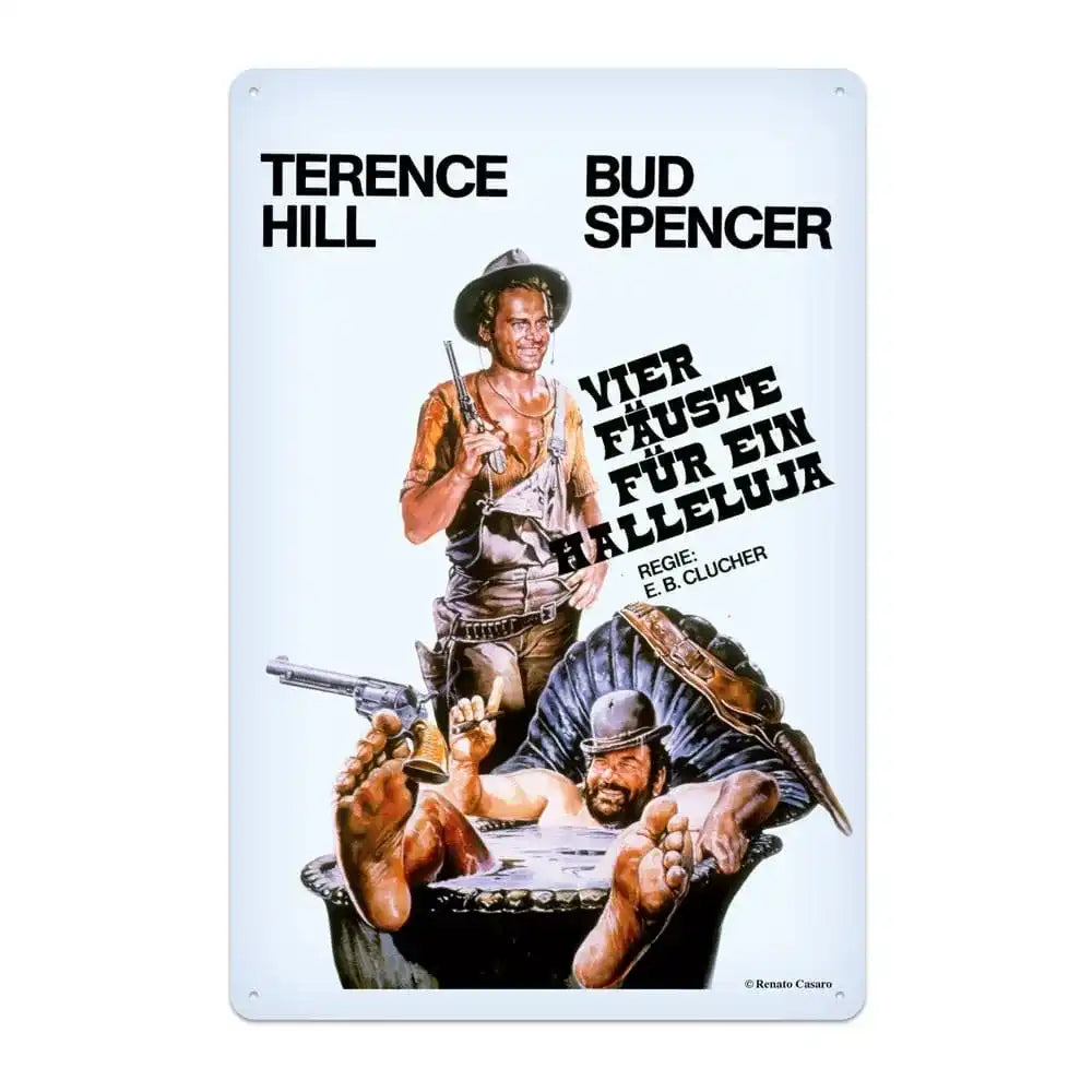 Bud Spencer & Terence Hill Blechschild Vier Fäuste für ein Halleluja 20 x 30 cm - Smalltinytoystore