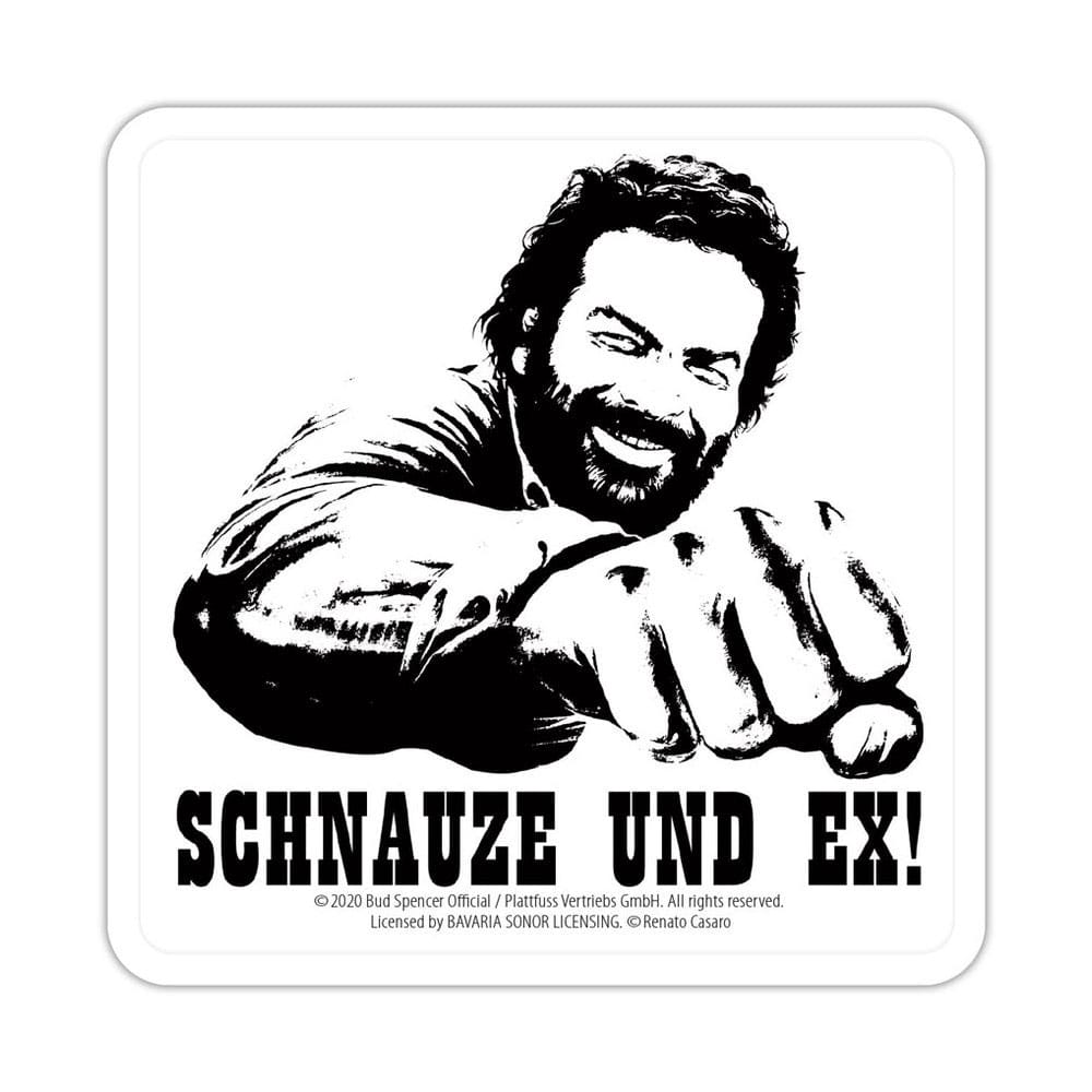 Bud Spencer Bierdeckel aus Blech Schnauze und Ex 10 x 10 cm - Smalltinytoystore