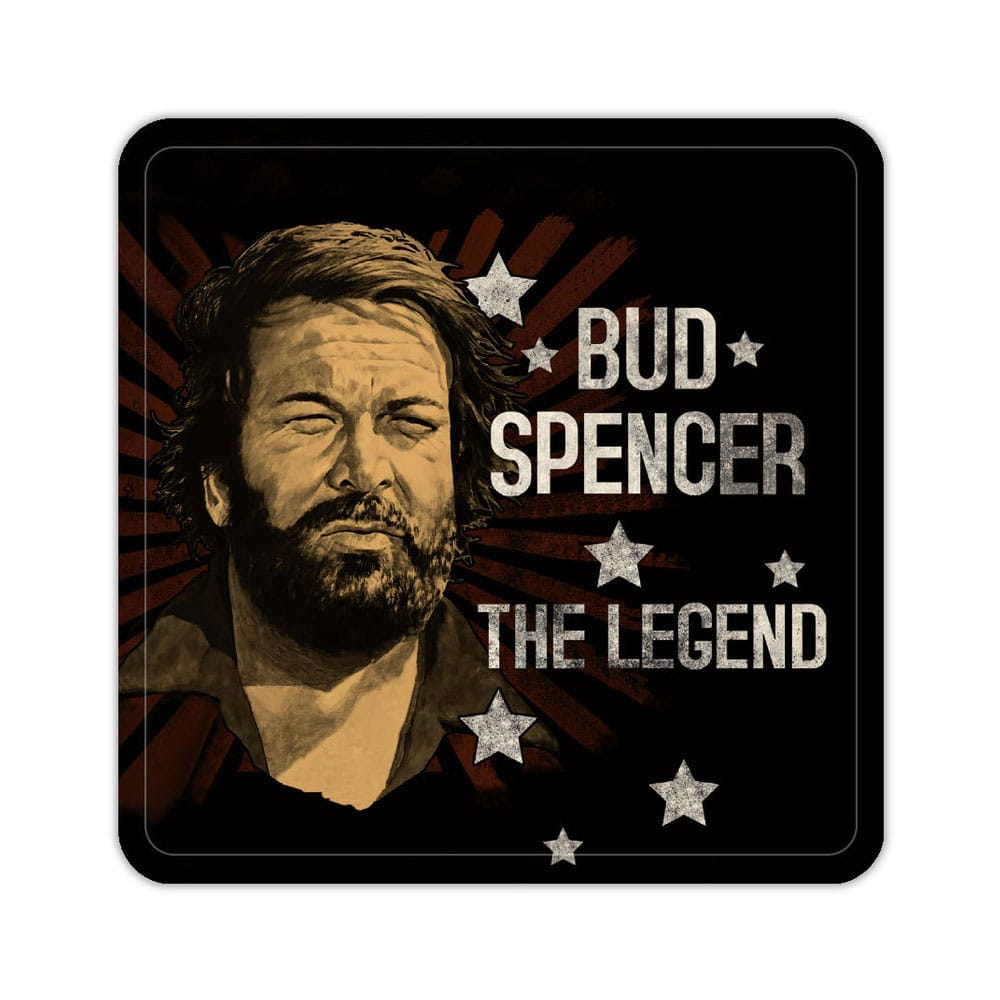 Bud Spencer Bierdeckel aus Blech The Legend 10 x 10 cm - Smalltinytoystore