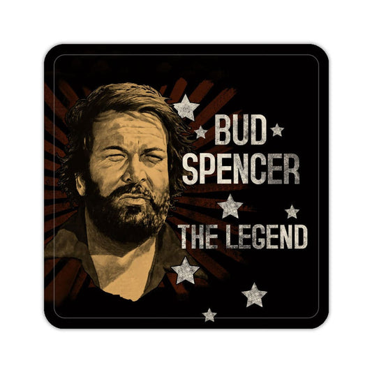 Bud Spencer Bierdeckel aus Blech The Legend 10 x 10 cm - Smalltinytoystore