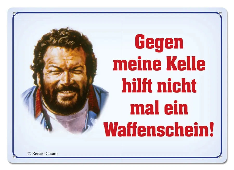 Bud Spencer Blechschild Gegen meine Kelle hilft nicht mal... 10 x 15 cm - Smalltinytoystore