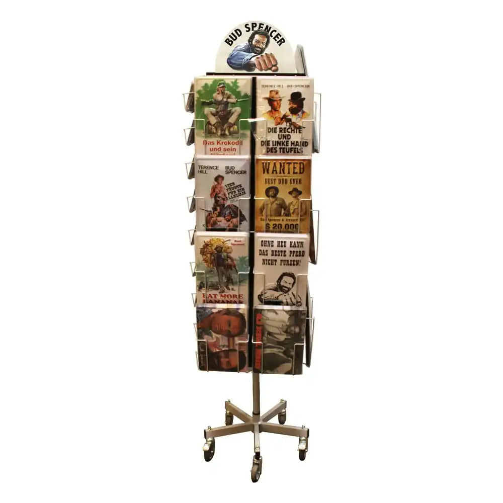 Bud Spencer Verkaufsdrehständer mit 294 Bud Spender & Terence Hill Blechschildern (komplett befüllt) - Smalltinytoystore