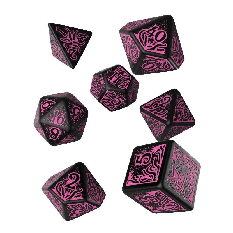 Call of Cthulhu 7. Auflage Würfel Set Black & Magenta (7) - Smalltinytoystore