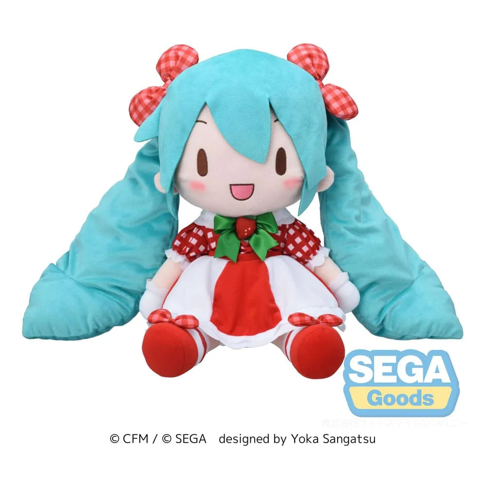 Character Vocal Series 01: Hatsune Miku Fuwa Petit Plüschfigur Hatsune Miku x Love and Berry Dress Up and Dance! Lovely Strawberry 40 cm - Smalltinytoystore