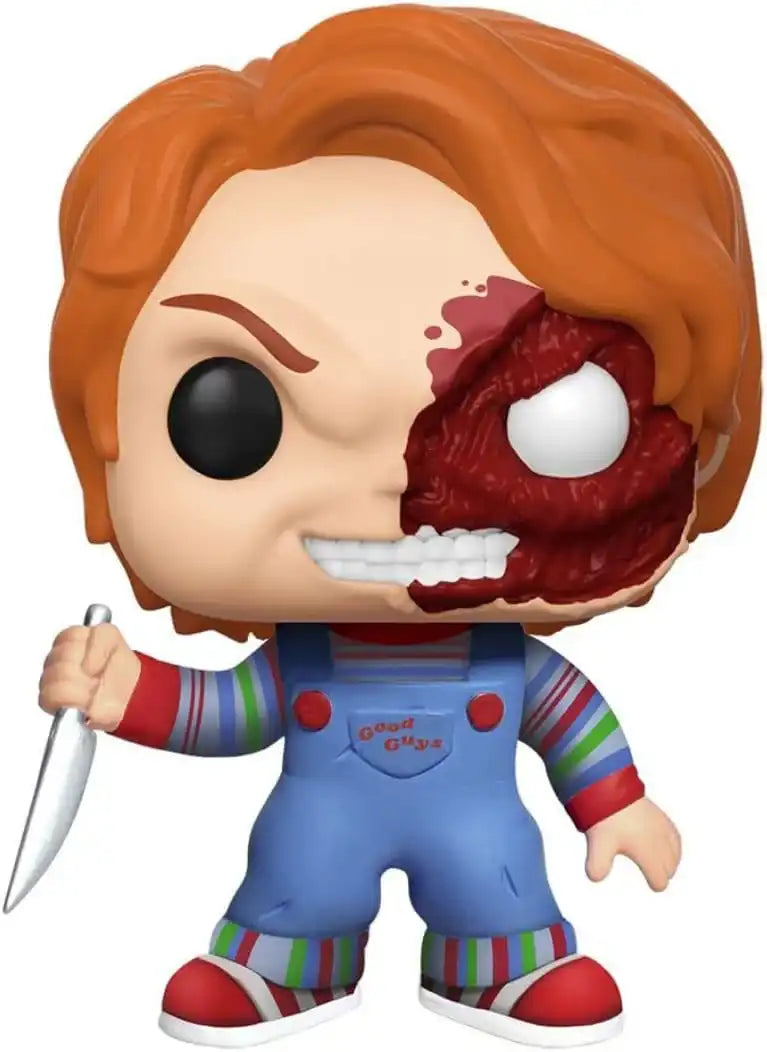 Chucky Die Mörderpuppe POP! Movies Vinyl (Exc) Figur Chucky Half (BD) 9 cm - Smalltinytoystore