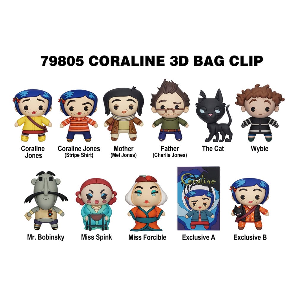 Coraline 3D PVC-Taschenanhänger Series 1 Display (24) - Smalltinytoystore