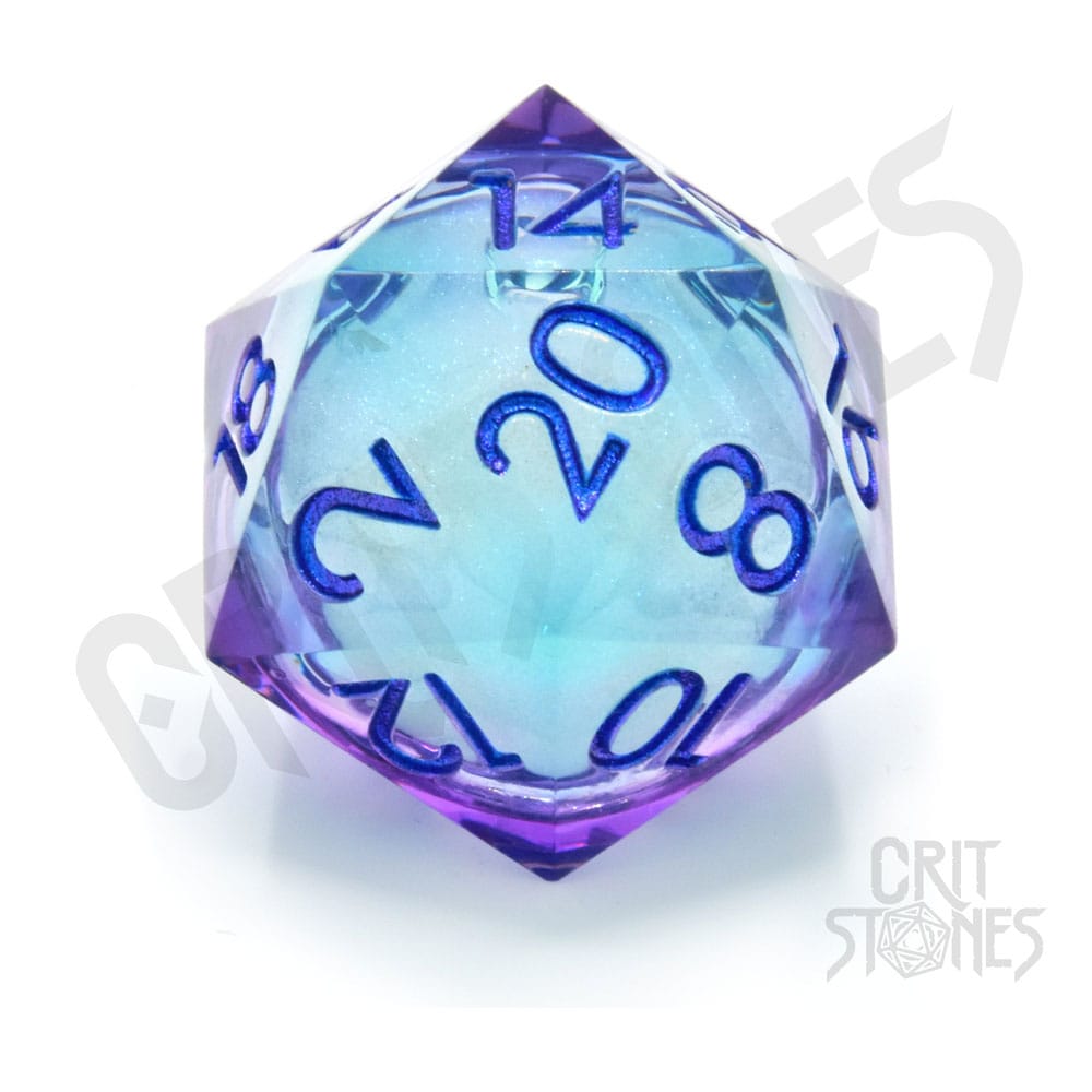 CritStones Liquid Core Würfel D20 Moonlight Mystery 3 cm - Smalltinytoystore