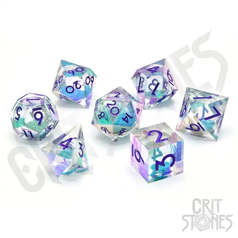 CritStones Liquid Core Würfel Set Fantasia Fluid Electroplated (7) - Smalltinytoystore