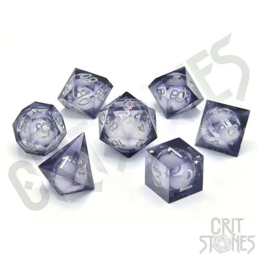 CritStones Liquid Core Würfel Set Orbital Tide (silver ink) (7) - Smalltinytoystore