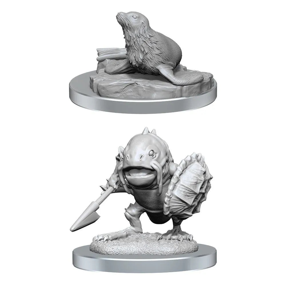 D&D Nolzur's Marvelous Miniatures Miniaturen unbemalt 2er-Pack Locathah & Seal - Smalltinytoystore