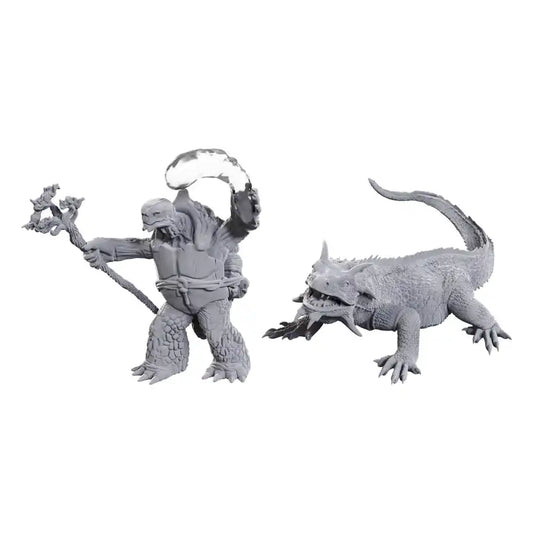 D&D Nolzur's Marvelous Miniatures Miniaturen unbemalt Tortle Druid & Wild Shape Giant Lizard - Smalltinytoystore