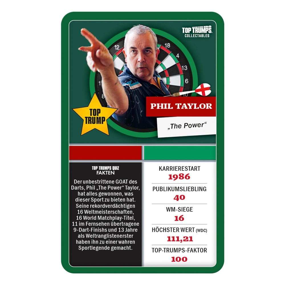 Darts Kartenspiel Top Trumps Collectables Legenden *Deutsche Version* - Smalltinytoystore
