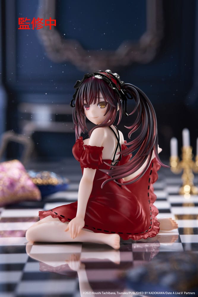 Date A Live V PVC Statue Desktop Cute Figure Kurumi Tokisaki Nightwear Ver. Renewal 13 cm - Smalltinytoystore