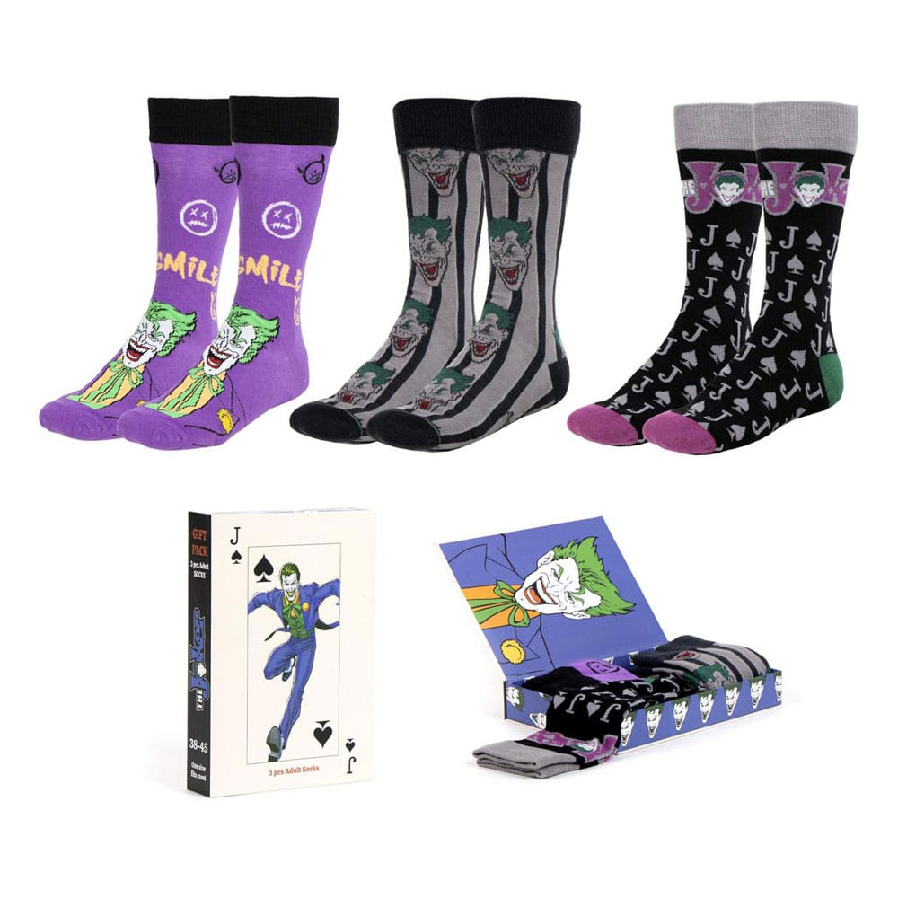 DC Comics Socken 3er-Pack Joker 38-45 - Smalltinytoystore