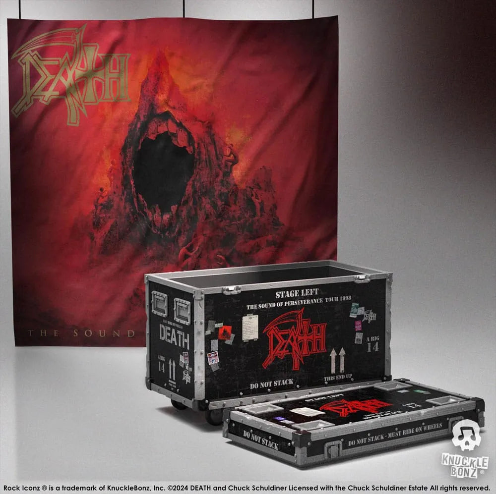 Death Rock Ikonz On Tour Road Case Statue & Bühnenhintergrund Set The Sound of Perseverance Tour 1998 - Smalltinytoystore