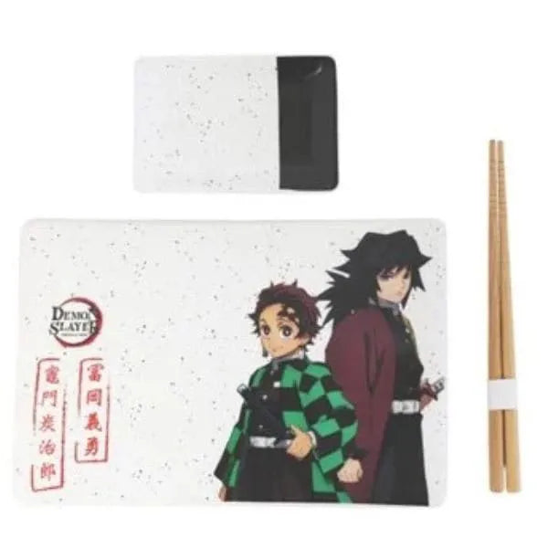 Demon Slayer Keramik Sushi Set mit Essstäbchen Tanjiro & Giyu - Smalltinytoystore