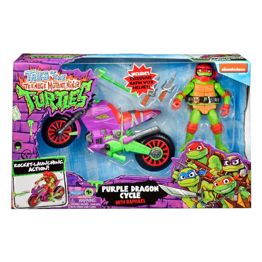 Die Abenteuer der Teenage Mutant Ninja Turtles Actionfigur mit Fahrzeug Raphael & Purple Dragon 12 cm - Smalltinytoystore