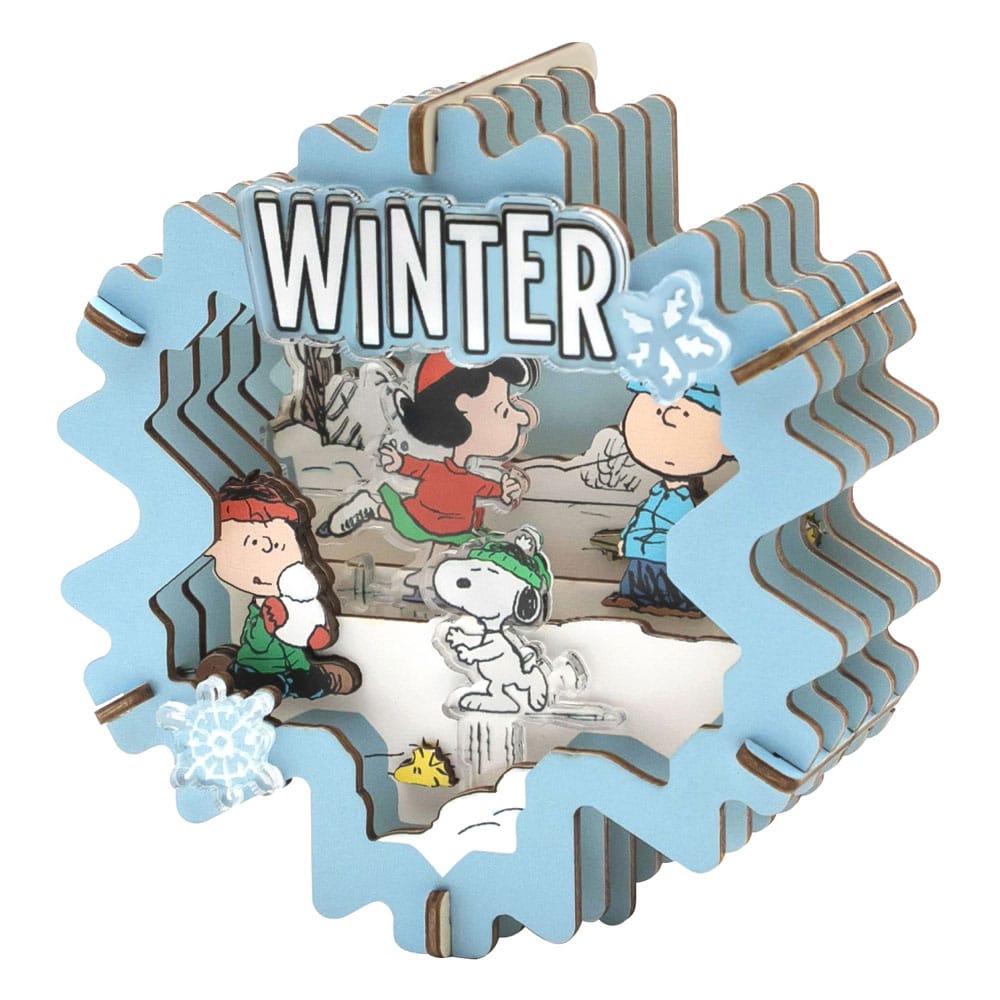 Die Peanuts Puremind Modellbausatz Wooden Theater Winter Wonderland - Smalltinytoystore