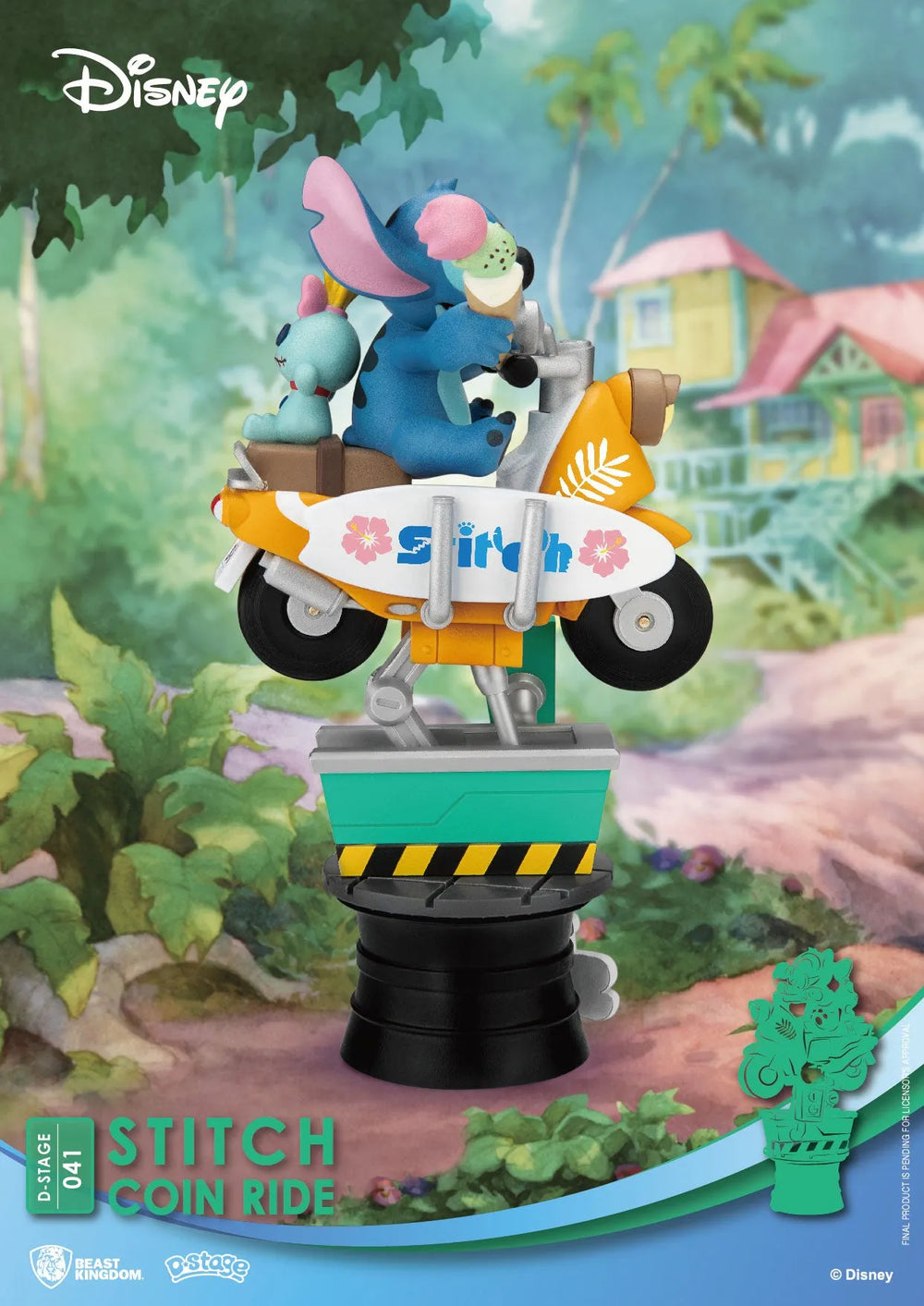 Disney D-Stage PVC Diorama Stitch Coin Ride 16 cm - Smalltinytoystore
