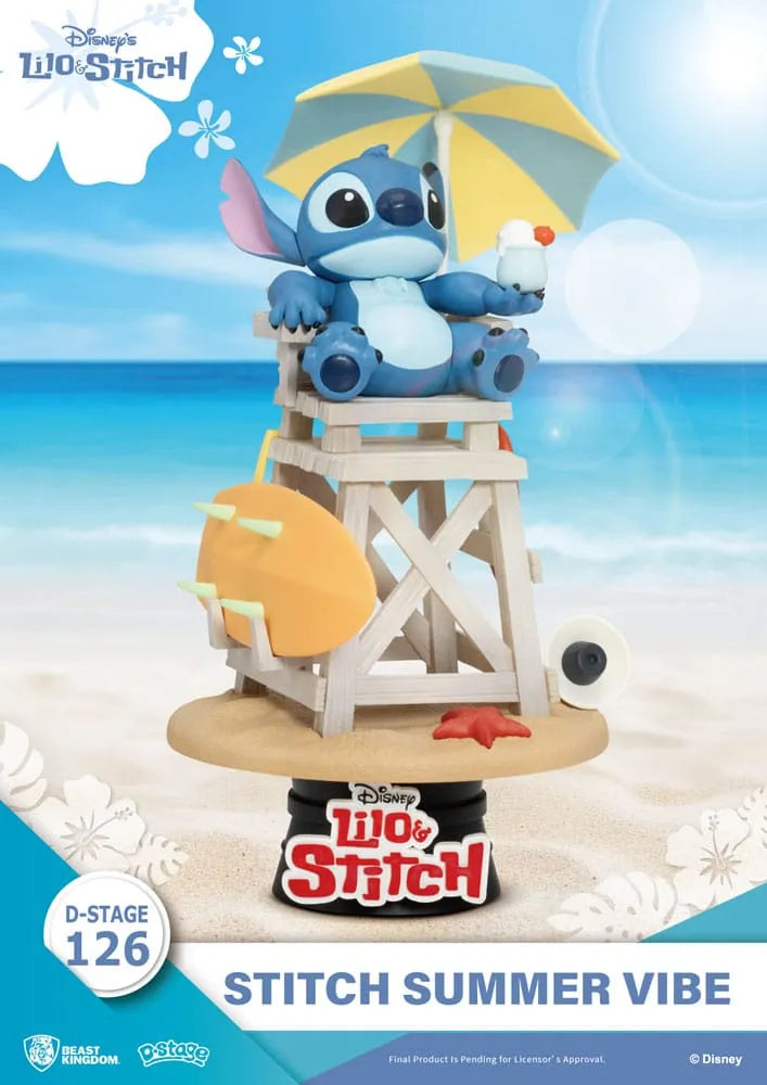Disney D-Stage PVC Diorama Stitch Summer Vibe 16 cm - Smalltinytoystore