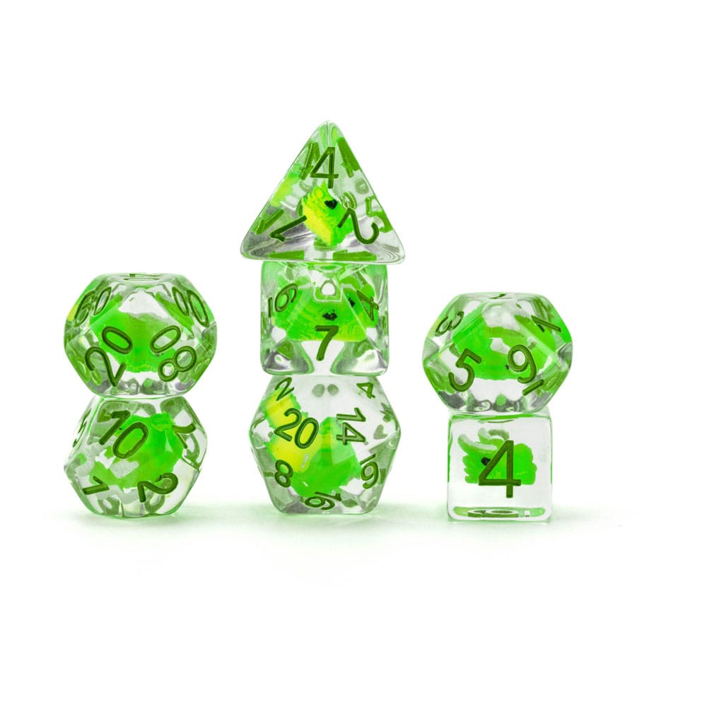Dragon Storm Inclusion Würfel Set Green Dragon (7) - Smalltinytoystore