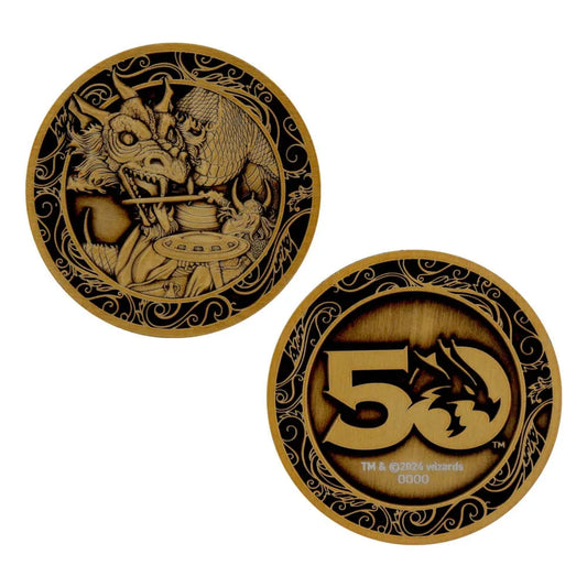 Dungeons & Dragons Sammelmünze 50th Anniversary Antique Gold Edition 4 cm - Smalltinytoystore