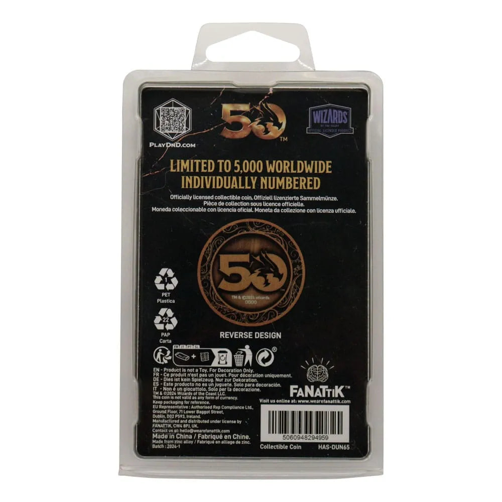 Dungeons & Dragons Sammelmünze 50th Anniversary Antique Gold Edition 4 cm - Smalltinytoystore