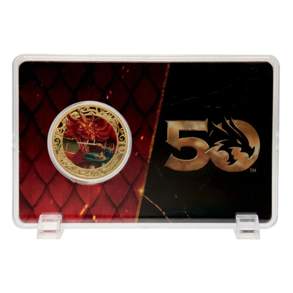 Dungeons & Dragons Sammelmünze 50th Anniversary with Colour Print 24k Gold Plated Edition 4 cm - Smalltinytoystore