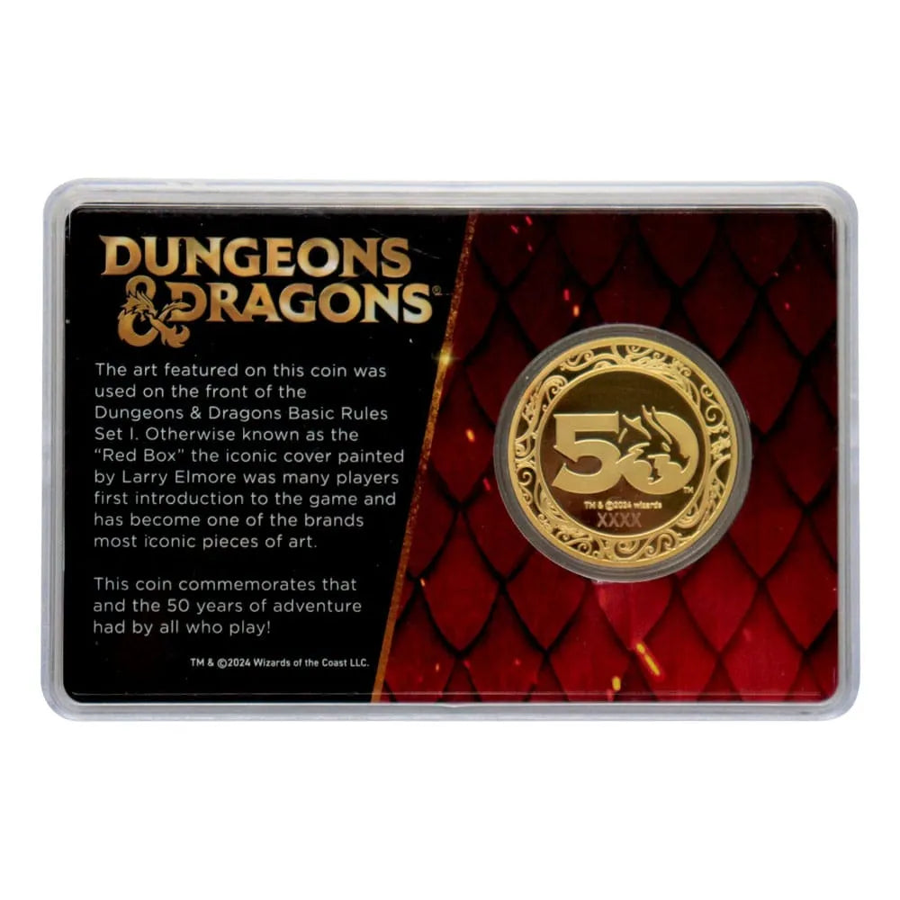 Dungeons & Dragons Sammelmünze 50th Anniversary with Colour Print 24k Gold Plated Edition 4 cm - Smalltinytoystore