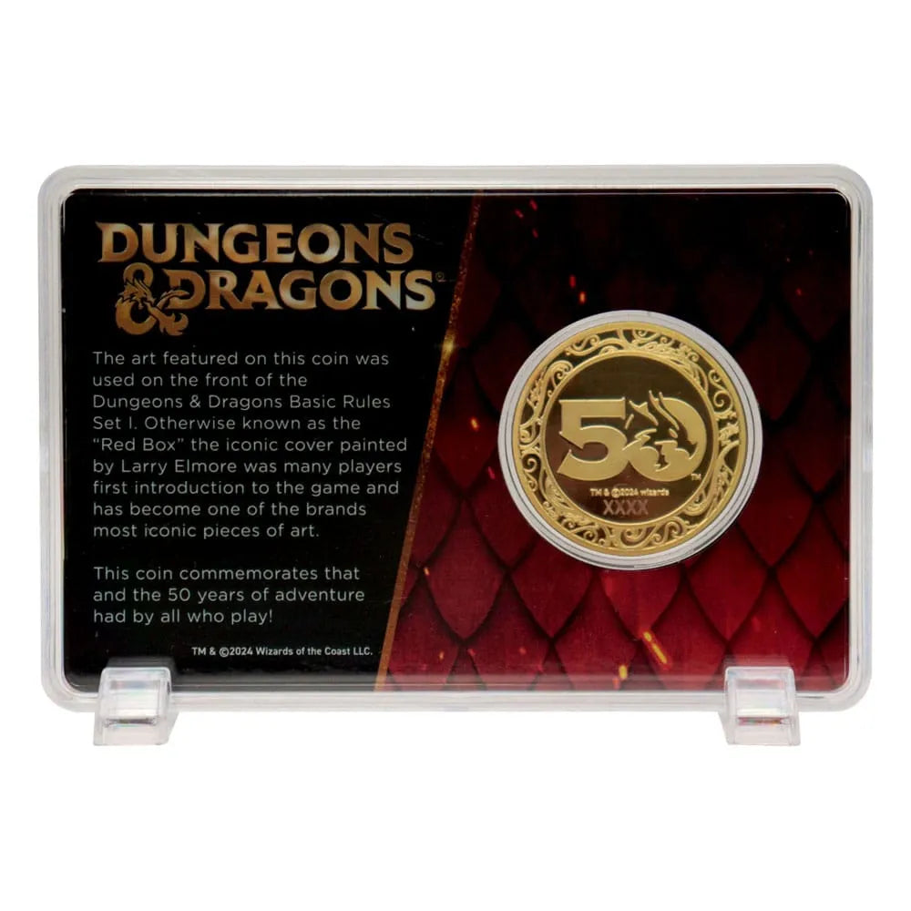 Dungeons & Dragons Sammelmünze 50th Anniversary with Colour Print 24k Gold Plated Edition 4 cm - Smalltinytoystore