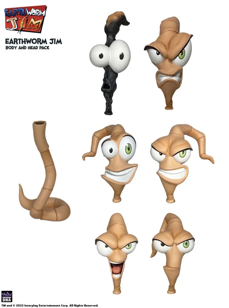 Earthworm Jim Zubehör-Set Wave 1: Worm Body & Jim Heads Accessory Pack - Smalltinytoystore