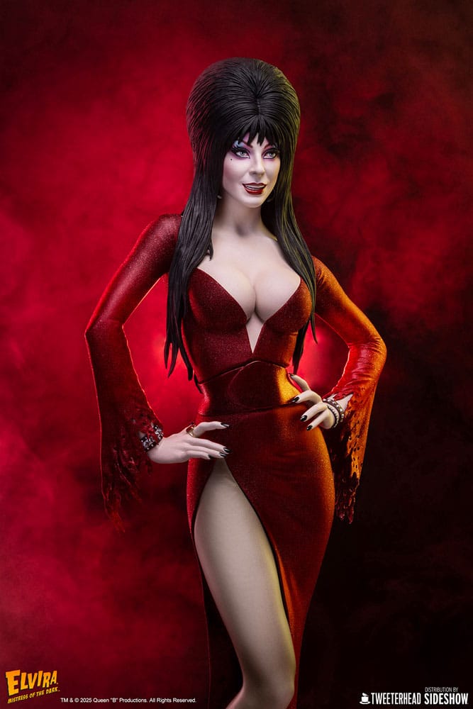 Elvira: Mistress of the Dark Maquette 1/4 Elvira (Red Glitter Dress) 48 cm - Smalltinytoystore