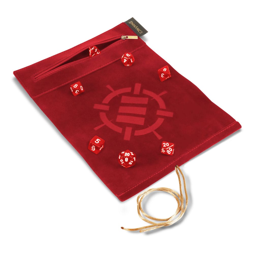 Enhance Tabletop Roll on a Scroll Würfeltasche mit Würfel Rot - Smalltinytoystore