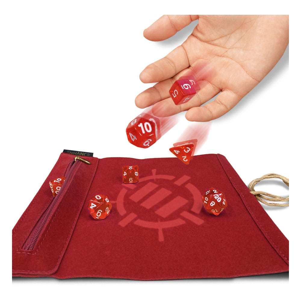 Enhance Tabletop Roll on a Scroll Würfeltasche mit Würfel Rot - Smalltinytoystore